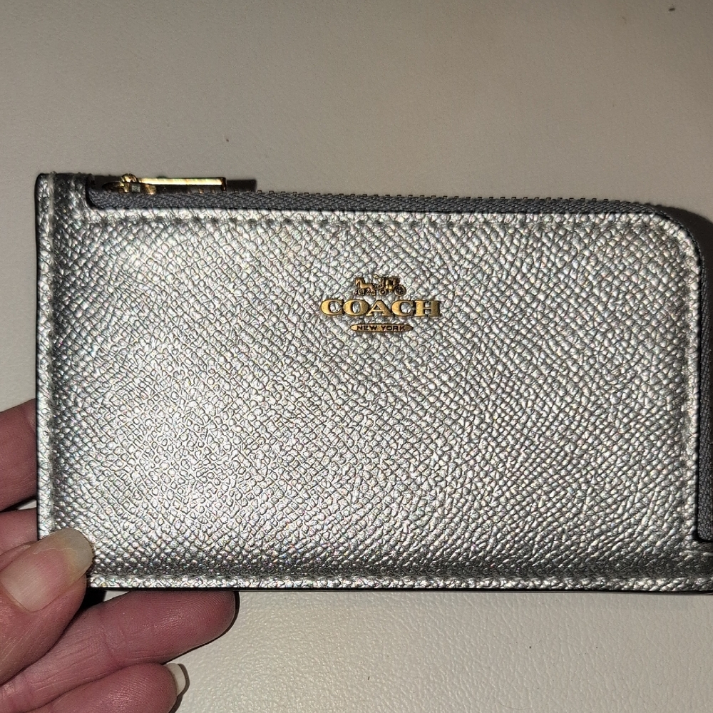 Coach Metallic Silver Card Case